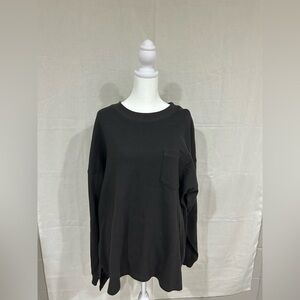 Urban Outfitters Women’s Oversized Black Waffle Knit Top with Pocket NWT